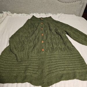 Misslook green crochet button front cardigan